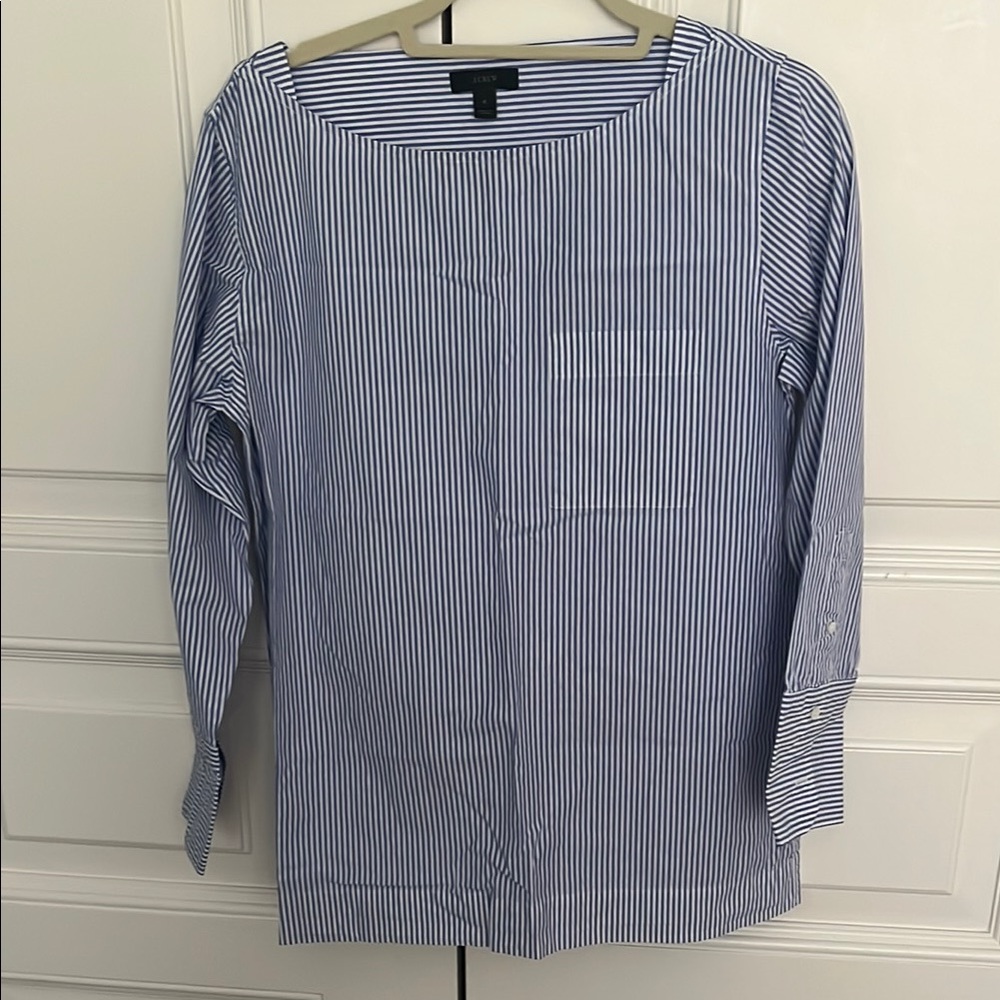 Jcrew Blue and White Striped Long Sleeve  tunic top